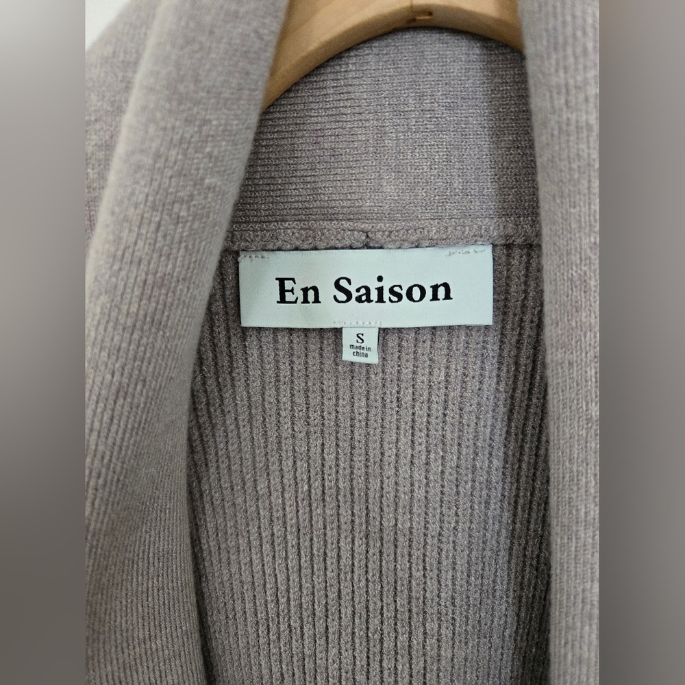 En Saison Taupe Knit Belted Cardigan Vest - Picture 2 of 6